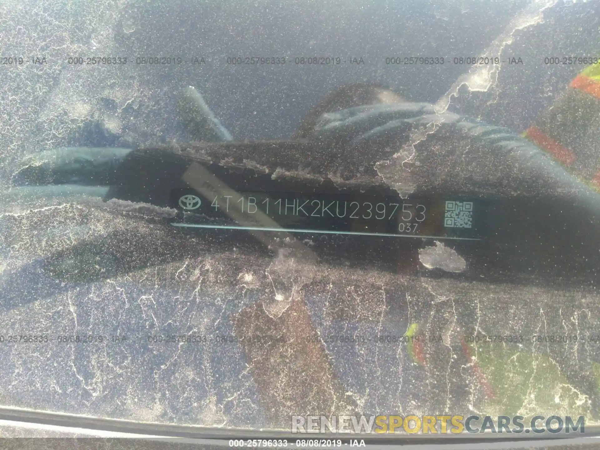 9 Photograph of a damaged car 4T1B11HK2KU239753 TOYOTA CAMRY 2019