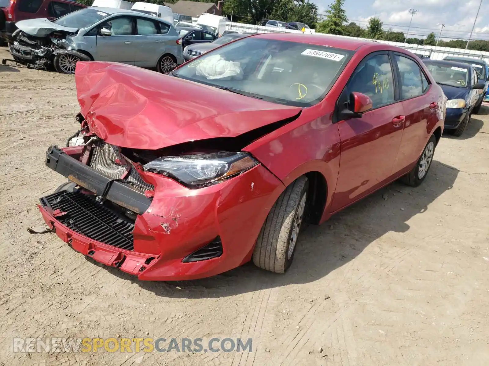 2 Photograph of a damaged car 2T1BURHE2KC181810 TOYOTA COROLLA 2019