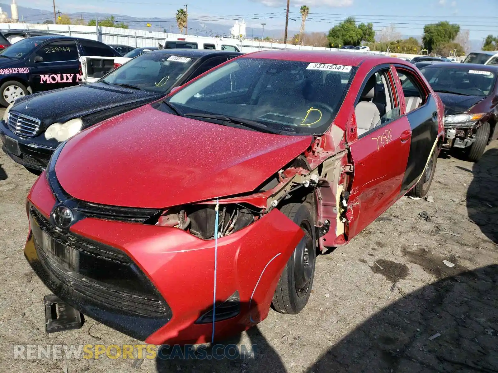 2 Photograph of a damaged car 2T1BURHE4KC163969 TOYOTA COROLLA 2019