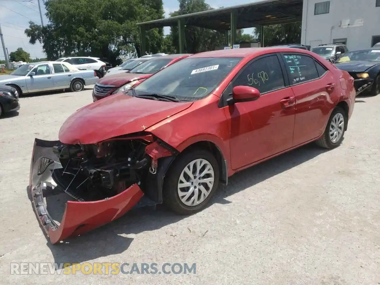 2 Photograph of a damaged car 5YFBURHE4KP911667 TOYOTA COROLLA 2019