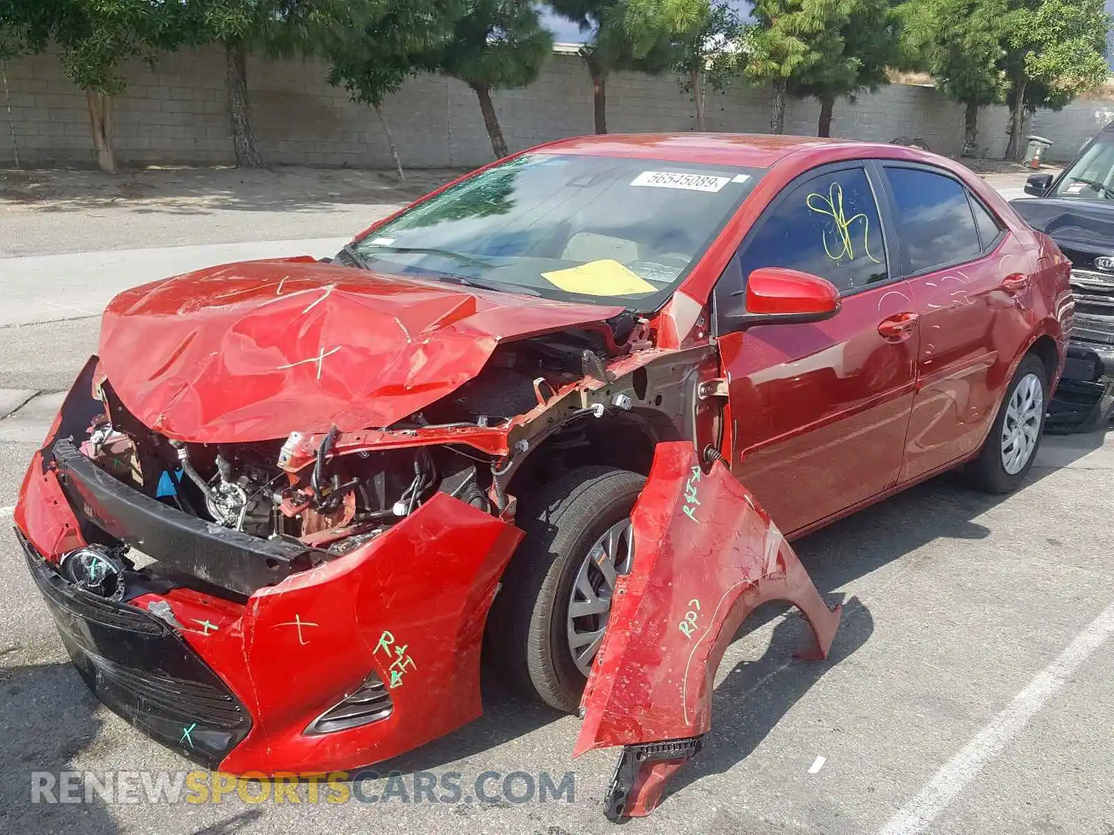 2 Photograph of a damaged car 5YFBURHE4KP919137 TOYOTA COROLLA 2019