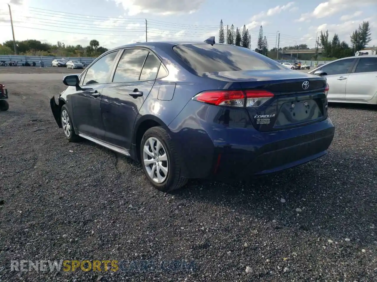 3 fotografías del automóvil dañado 5YFEPRAE2LP085529 TOYOTA COROLLA 2020