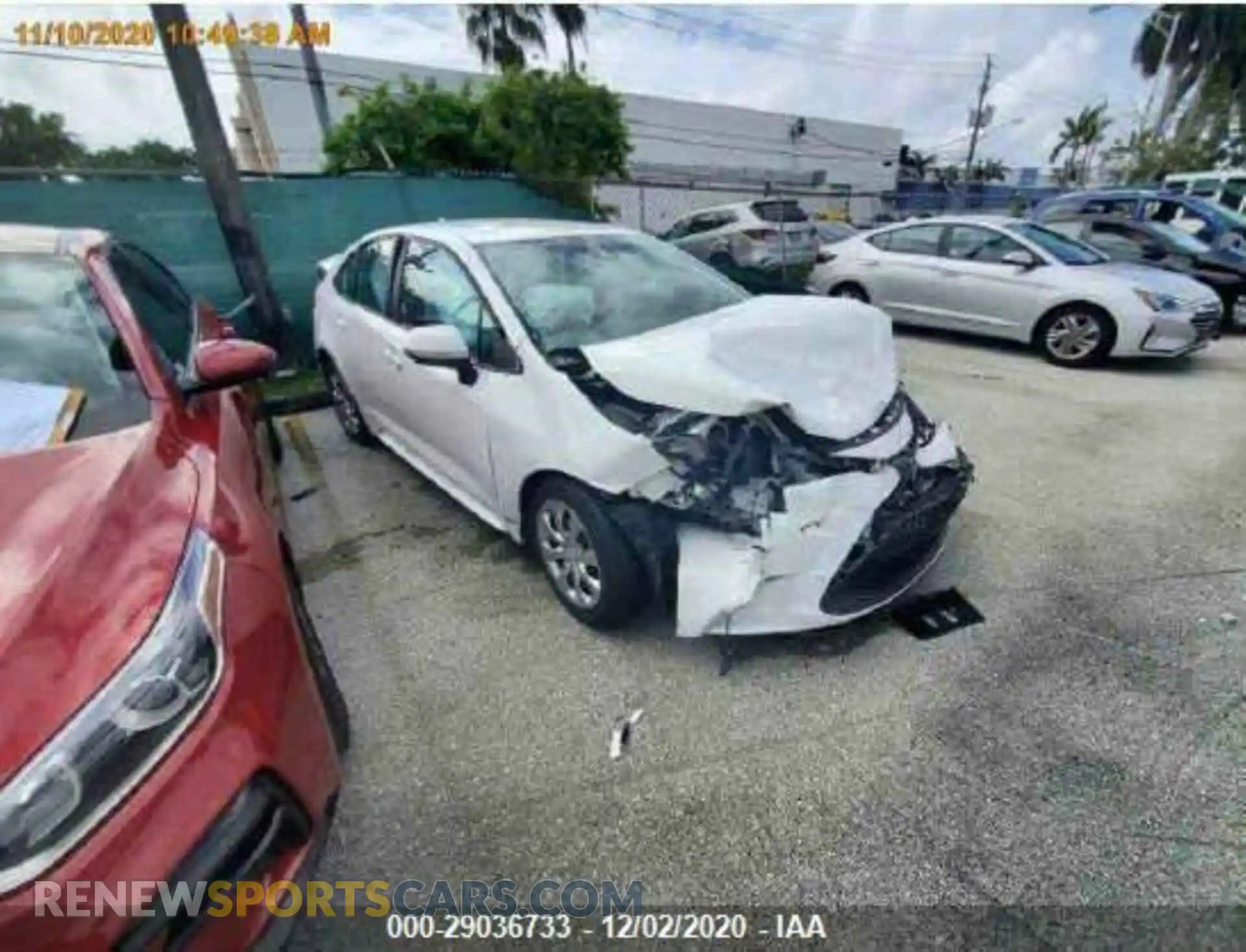 1 Photograph of a damaged car 5YFEPRAE2LP107660 TOYOTA COROLLA 2020