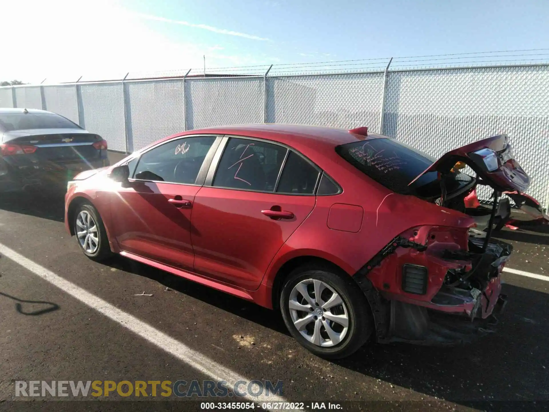 3 fotografías del automóvil dañado 5YFEPRAE3LP106260 TOYOTA COROLLA 2020