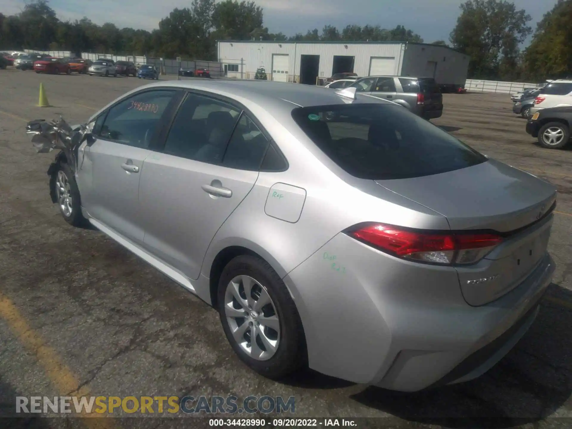 3 fotografías del automóvil dañado 5YFEPRAE6LP036432 TOYOTA COROLLA 2020