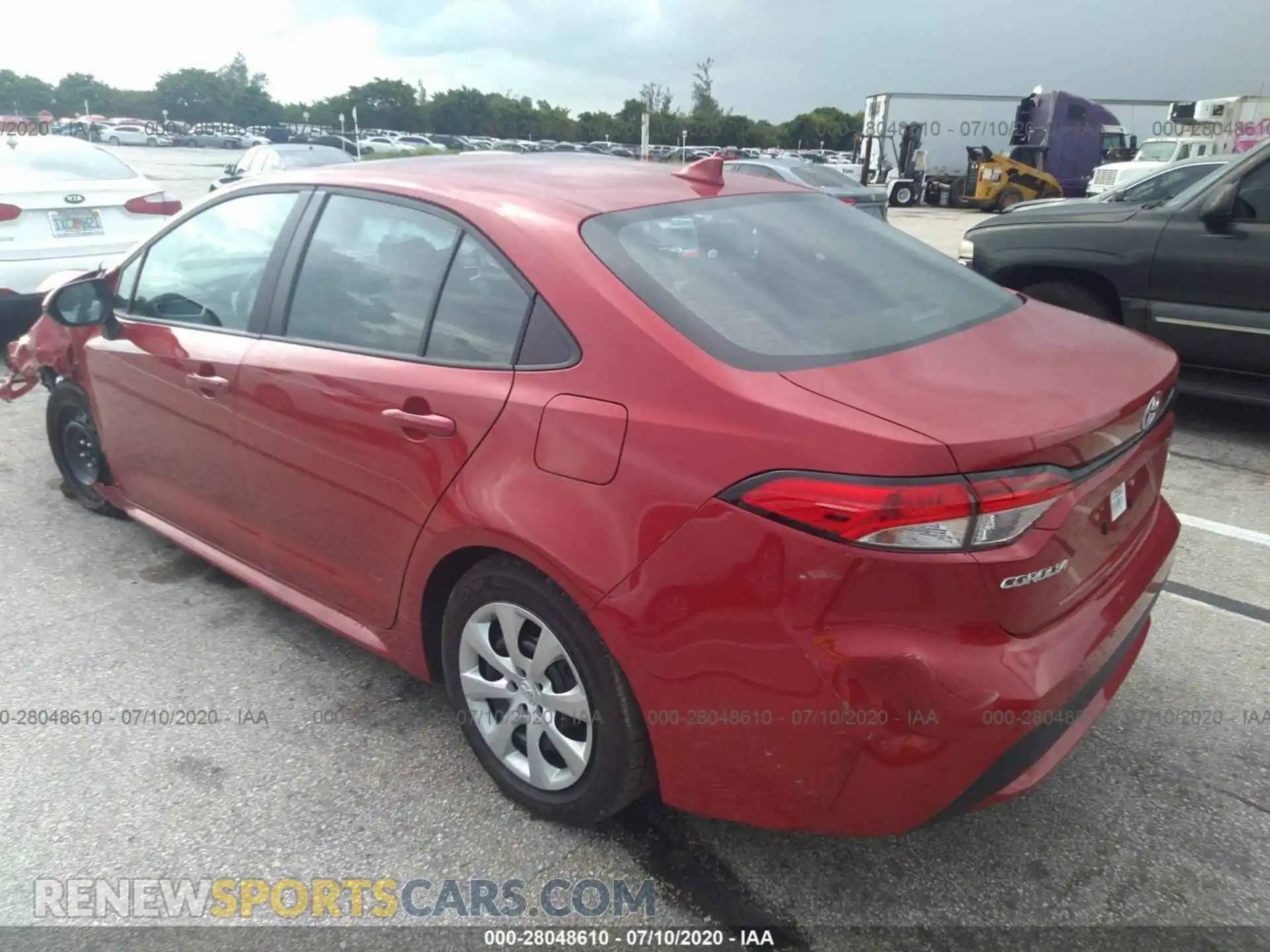 3 fotografías del automóvil dañado 5YFEPRAE7LP071156 TOYOTA COROLLA 2020