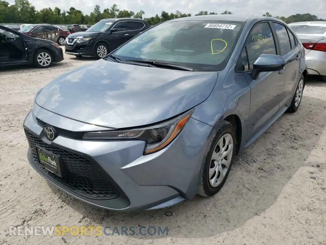2 fotografías del automóvil dañado 5YFEPRAE9LP073457 TOYOTA COROLLA 2020