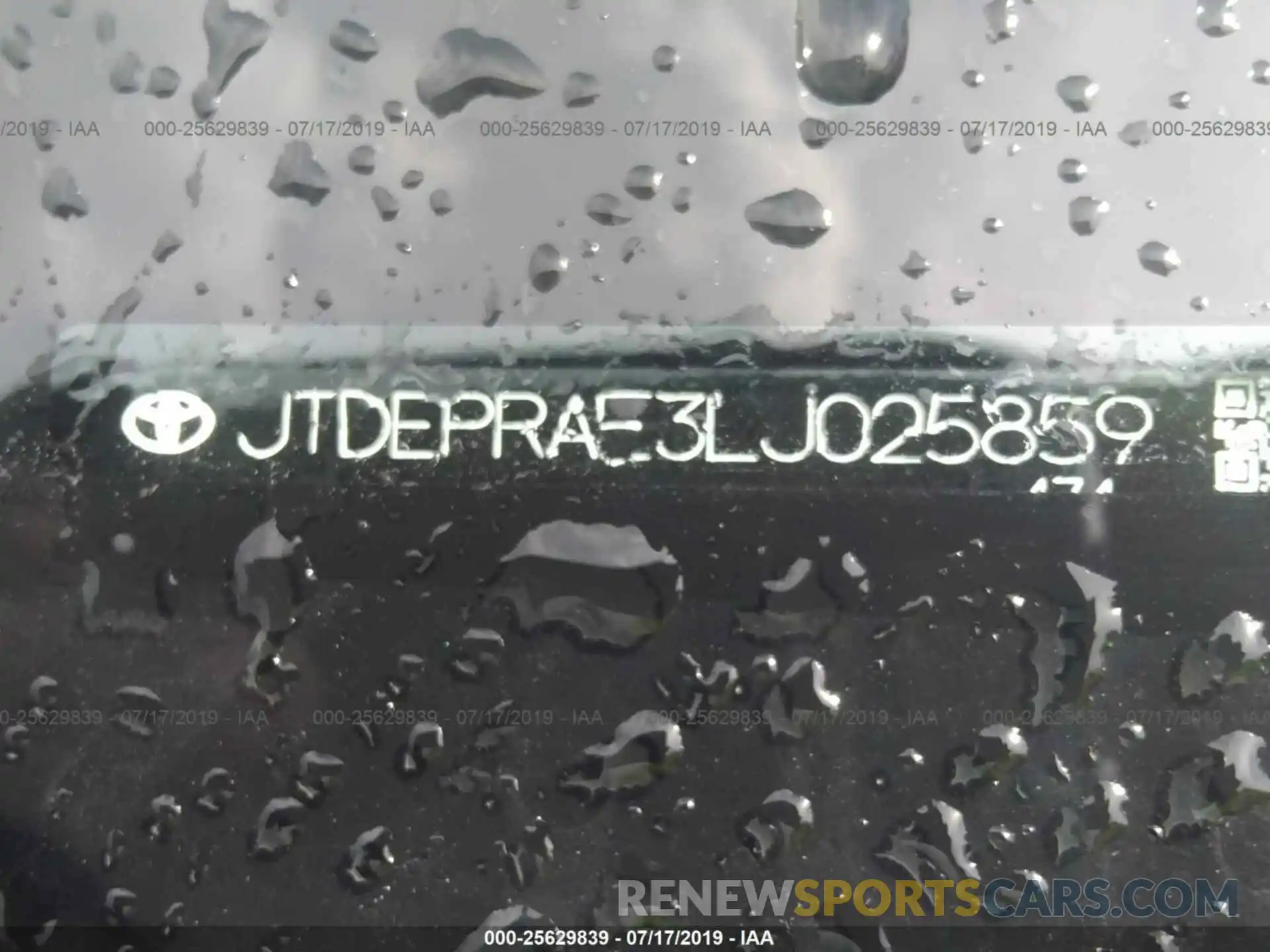 9 Photograph of a damaged car JTDEPRAE3LJ025859 TOYOTA COROLLA 2020