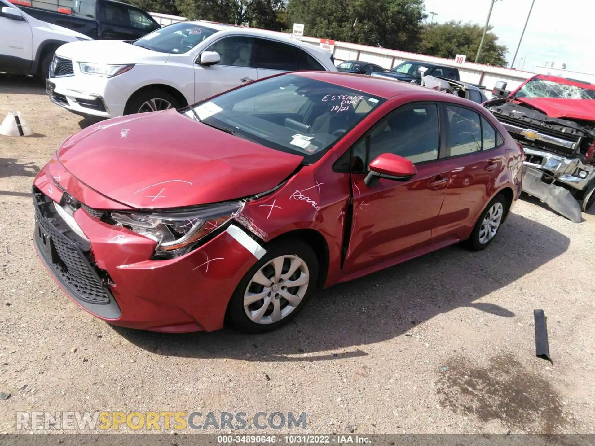 2 Photograph of a damaged car JTDEPRAE4LJ034392 TOYOTA COROLLA 2020