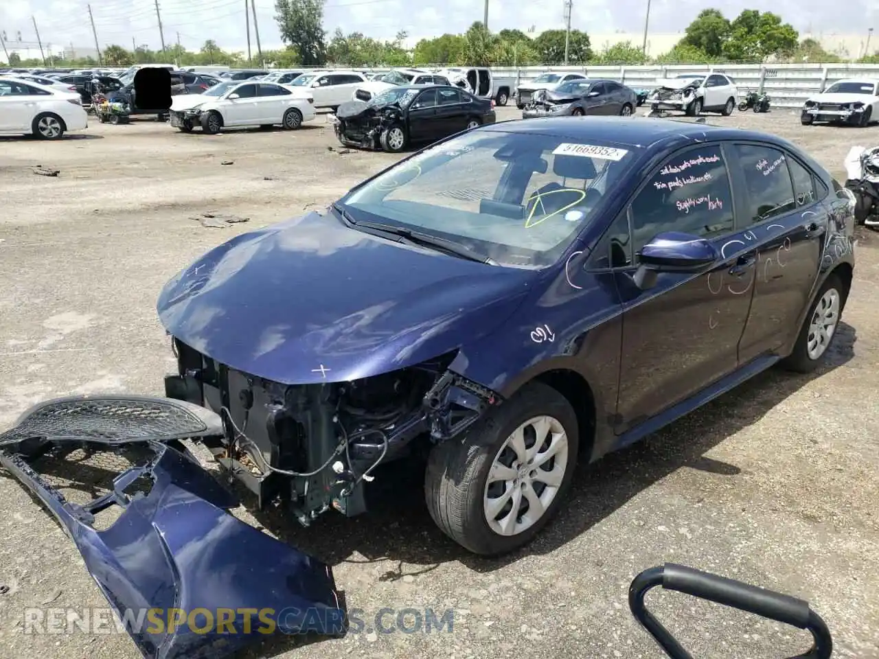 2 Photograph of a damaged car JTDEPRAE7LJ076393 TOYOTA COROLLA 2020