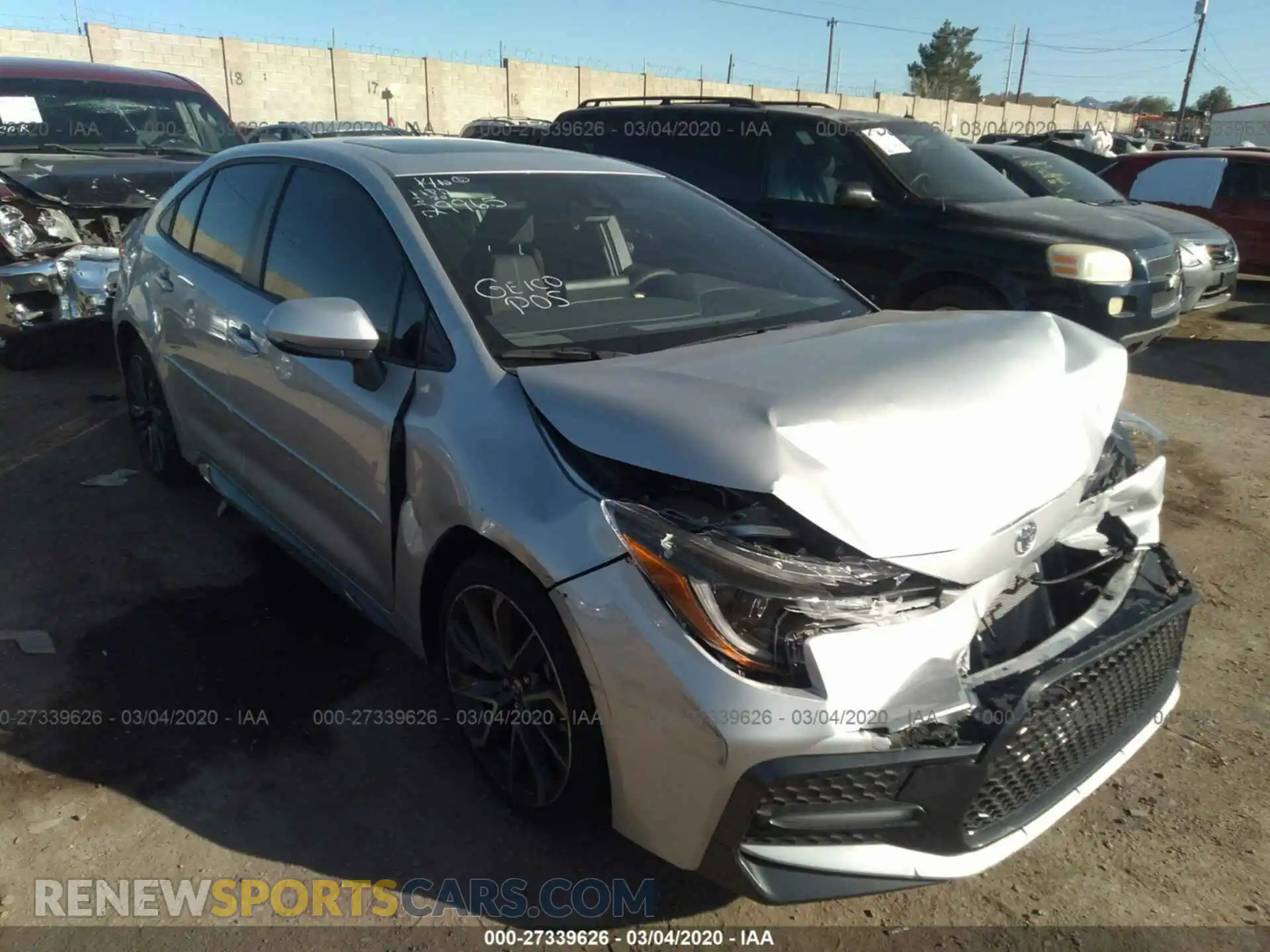 1 Photograph of a damaged car JTDP4RCE4LJ019101 TOYOTA COROLLA 2020