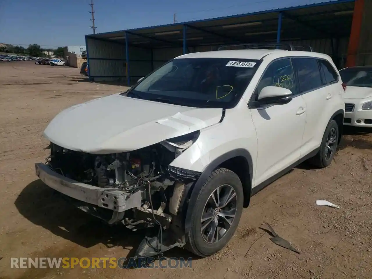 2 Photograph of a damaged car 5TDBZRFH8KS927098 TOYOTA HIGHLANDER 2019