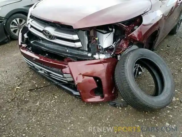 9 Photograph of a damaged car 5TDKZRFH3KS363568 TOYOTA HIGHLANDER 2019