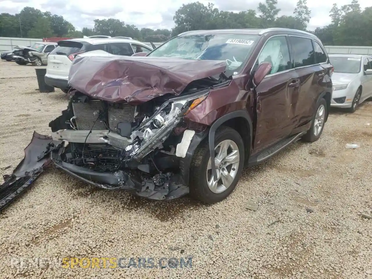 2 Photograph of a damaged car 5TDYZRFH2KS299078 TOYOTA HIGHLANDER 2019