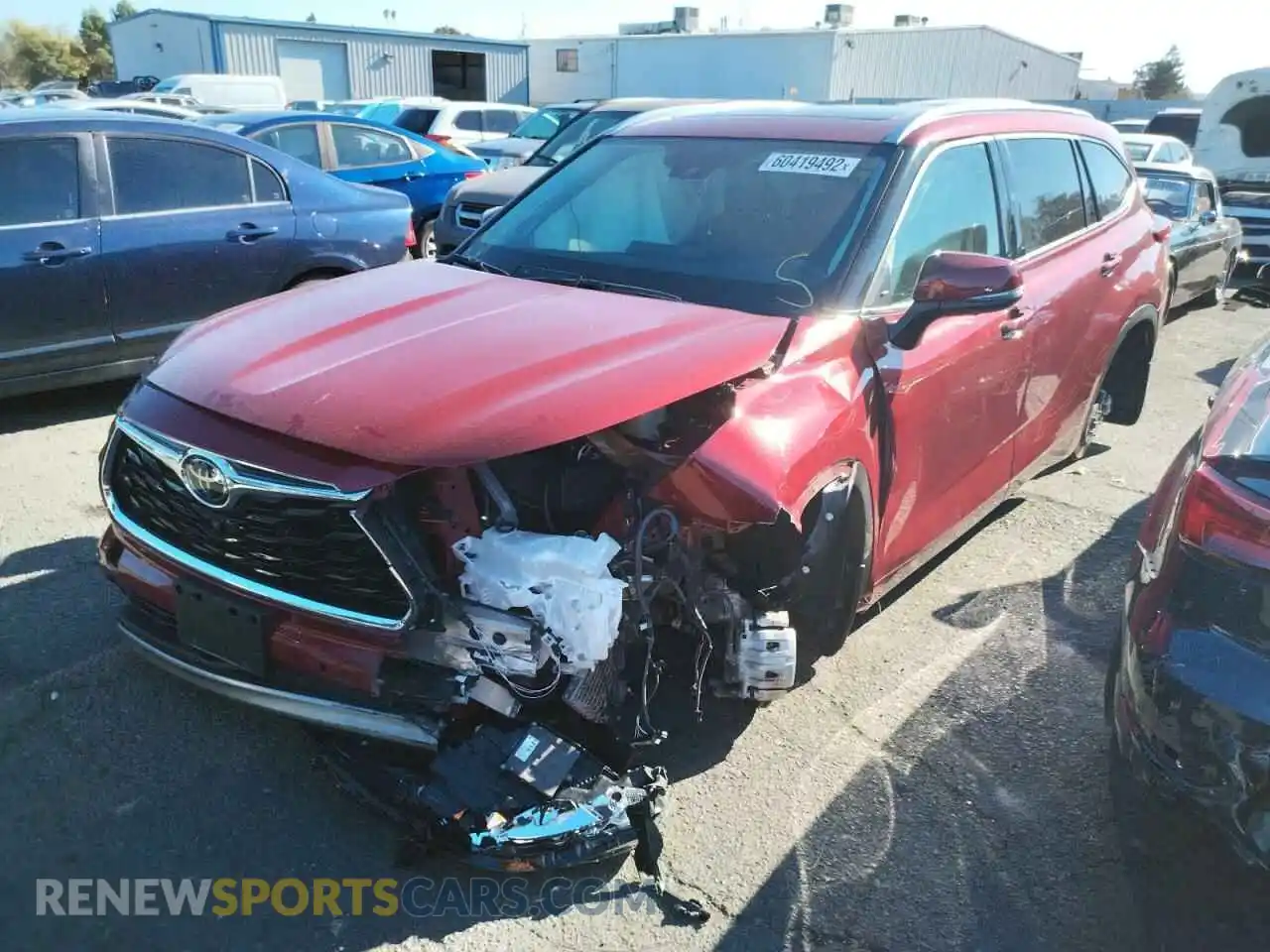 2 fotografías del automóvil dañado 5TDFZRBH2LS002504 TOYOTA HIGHLANDER 2020