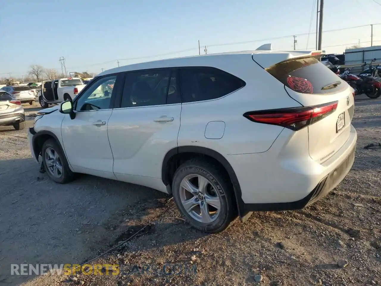 2 fotografías del automóvil dañado 5TDBZRBH6MS543426 TOYOTA HIGHLANDER 2021