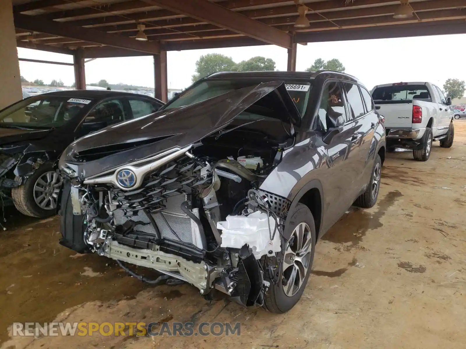 2 fotografías del automóvil dañado 5TDGARAH7MS508862 TOYOTA HIGHLANDER 2021