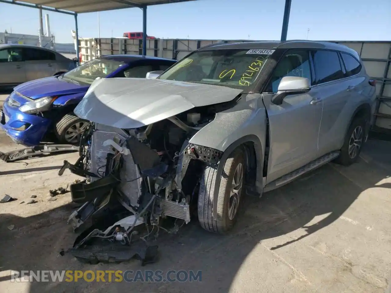 2 Photograph of a damaged car 5TDGZRAH8MS536193 TOYOTA HIGHLANDER 2021