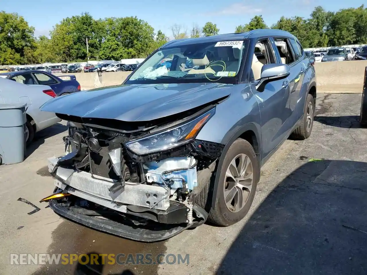 2 fotografías del automóvil dañado 5TDGZRBH6MS085893 TOYOTA HIGHLANDER 2021