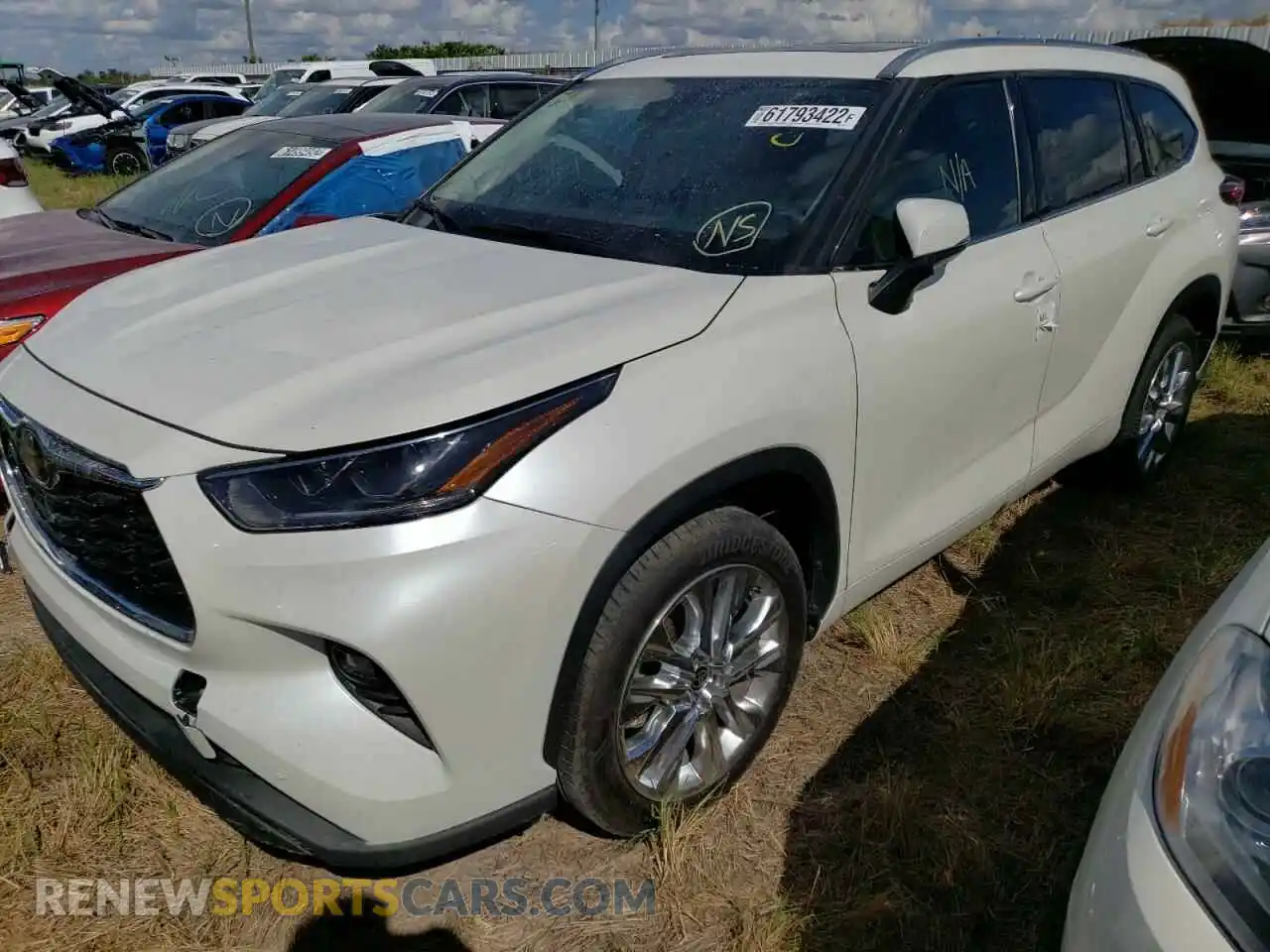 2 fotografías del automóvil dañado 5TDYZRAH5MS076897 TOYOTA HIGHLANDER 2021