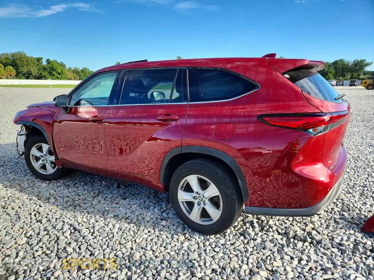 2 fotografías del automóvil dañado 5TDZZRAH5MS037103 TOYOTA HIGHLANDER 2021