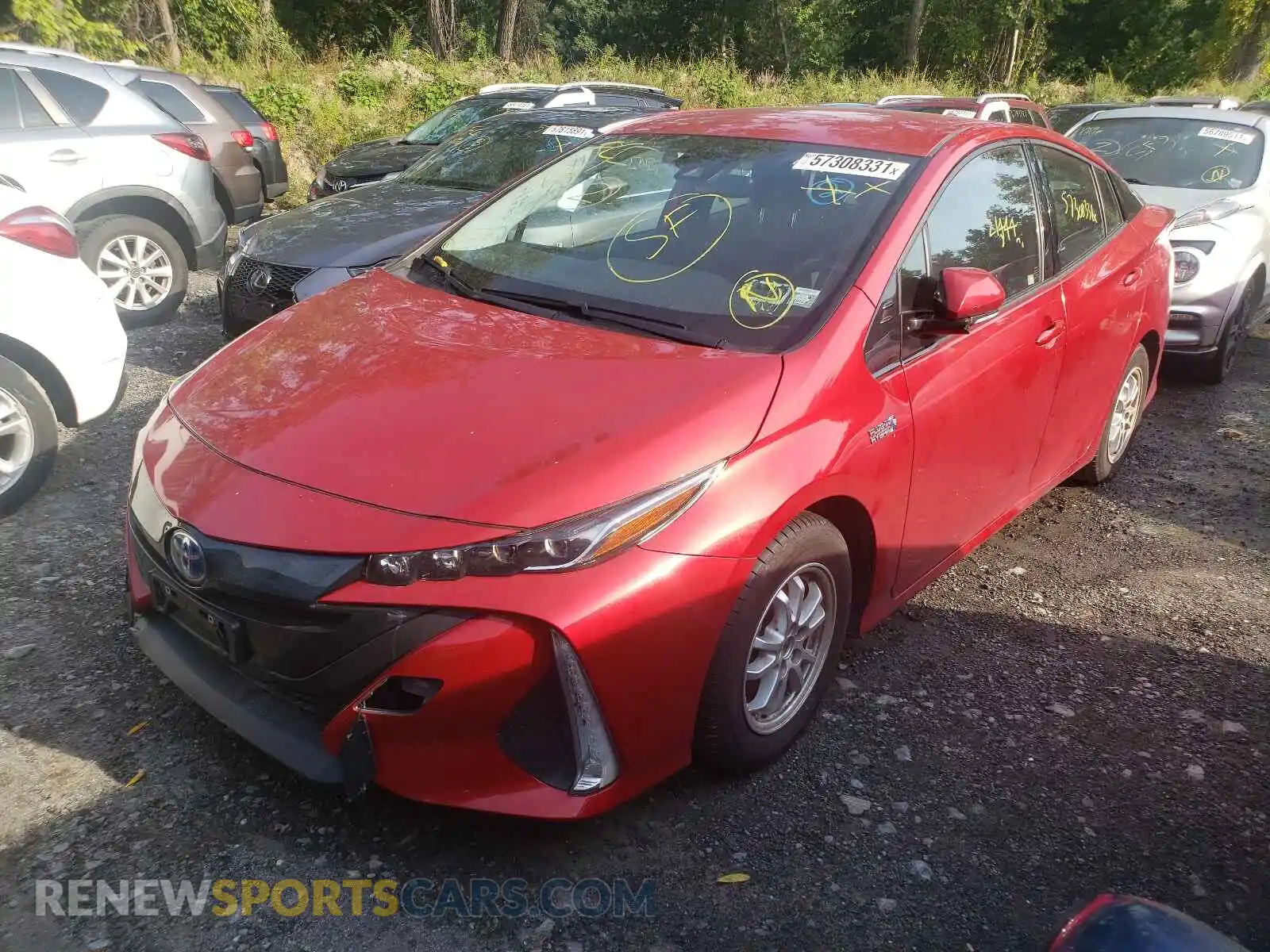 2 fotografías del automóvil dañado JTDKARFP0L3125775 TOYOTA PRIUS 2020