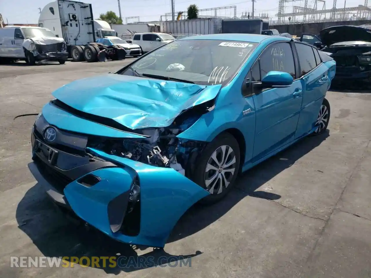 2 fotografías del automóvil dañado JTDKAMFP0M3167156 TOYOTA PRIUS 2021