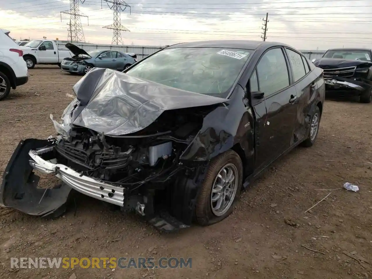 2 fotografías del automóvil dañado JTDKAMFU0M3143994 TOYOTA PRIUS 2021
