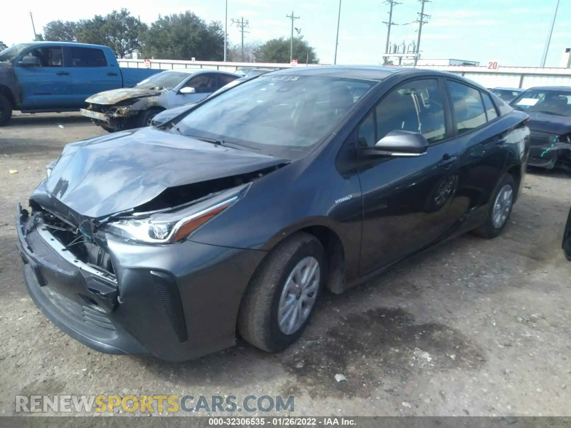 2 fotografías del automóvil dañado JTDKAMFUXM3151486 TOYOTA PRIUS 2021