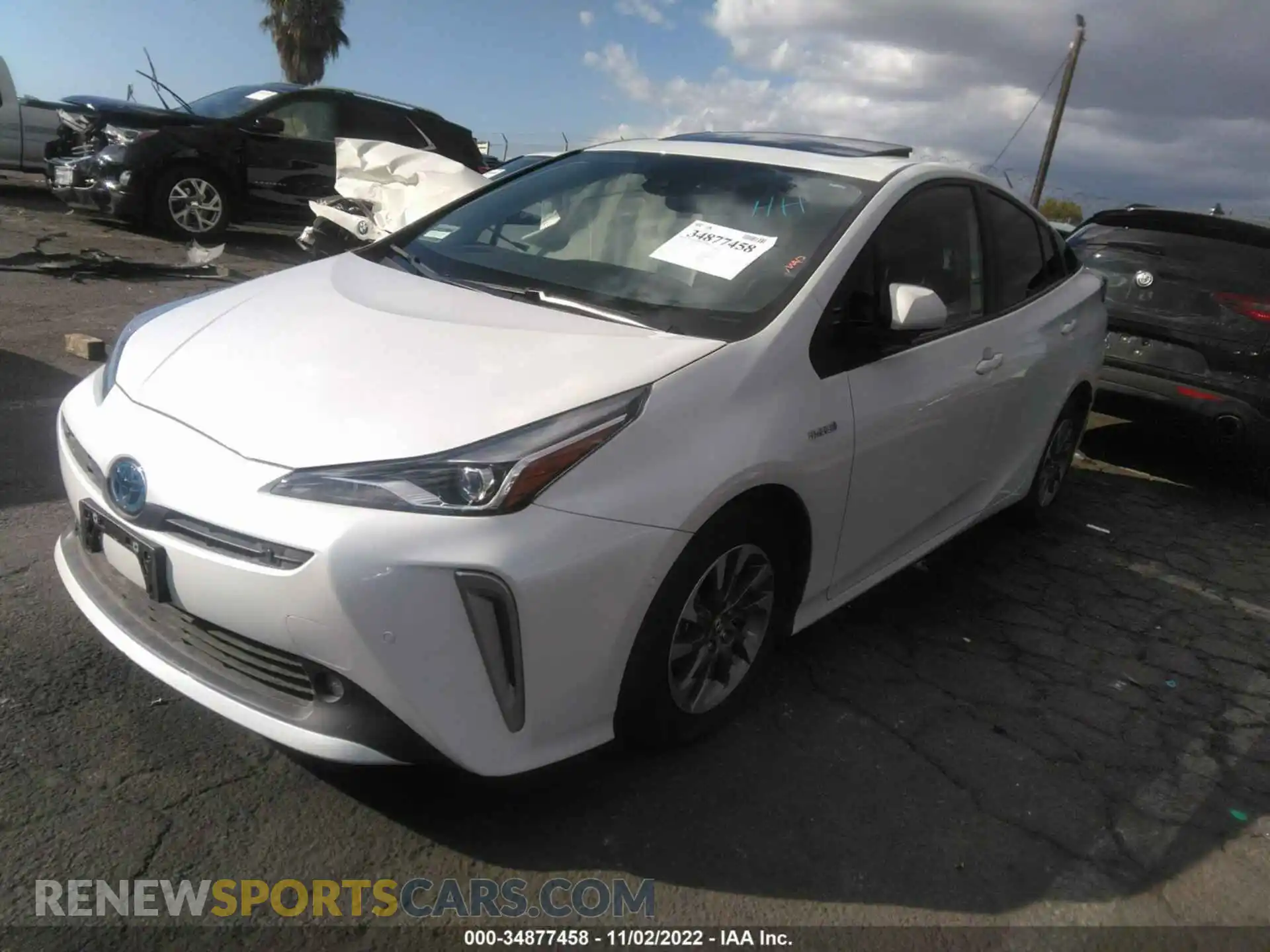 2 fotografías del automóvil dañado JTDKAMFU8N3162715 TOYOTA PRIUS 2022
