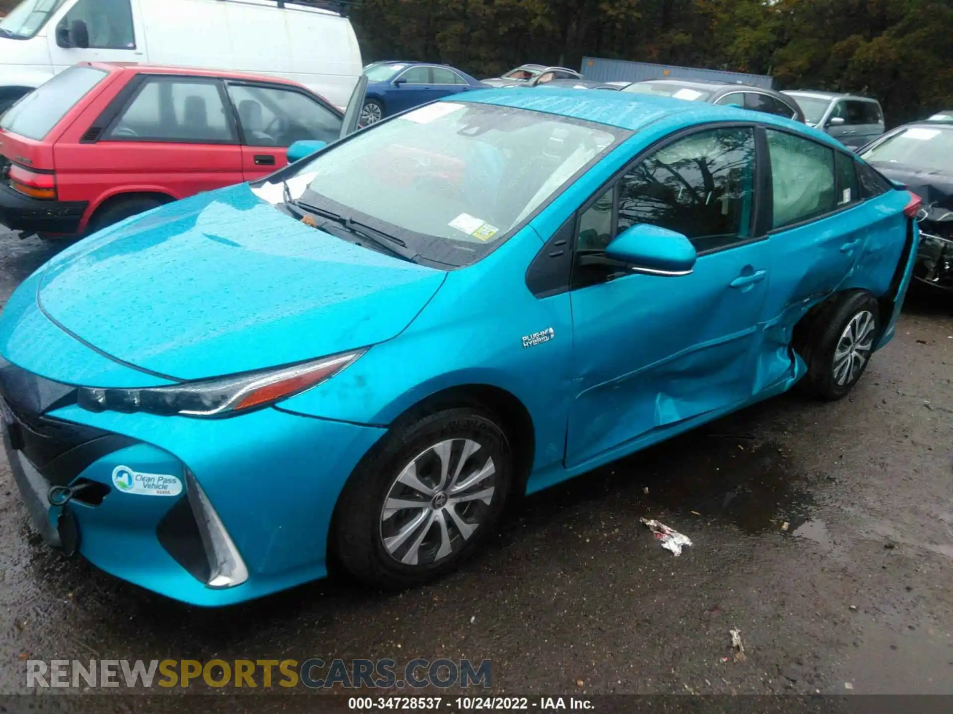 2 fotografías del automóvil dañado JTDKAMFP3M3184033 TOYOTA PRIUS PRIME 2021
