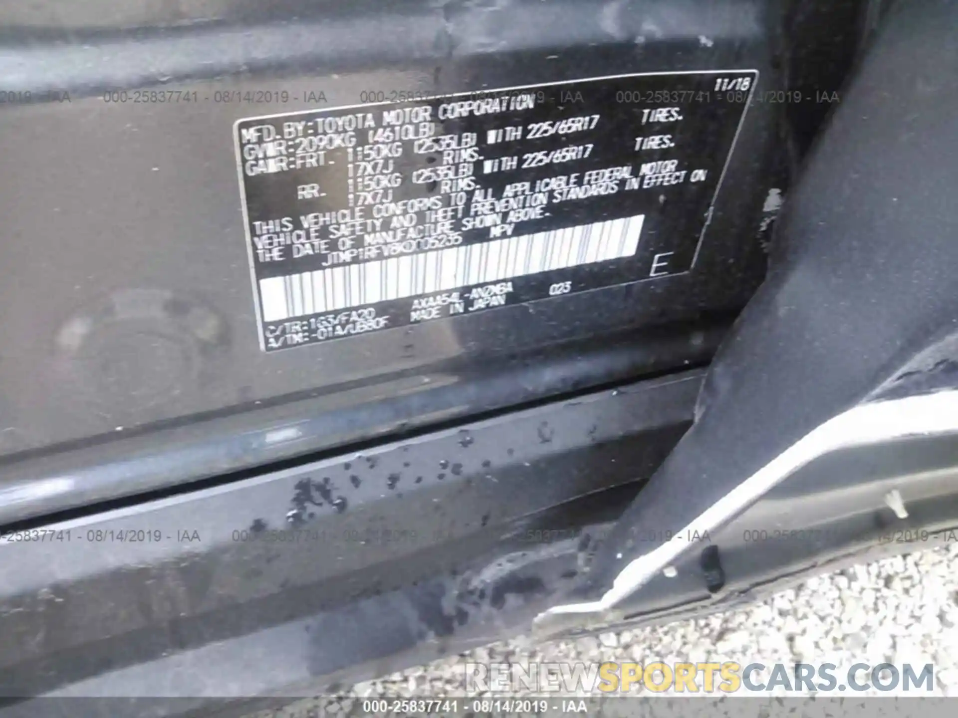 9 Photograph of a damaged car JTMP1RFV8KD005235 TOYOTA RAV4 2019