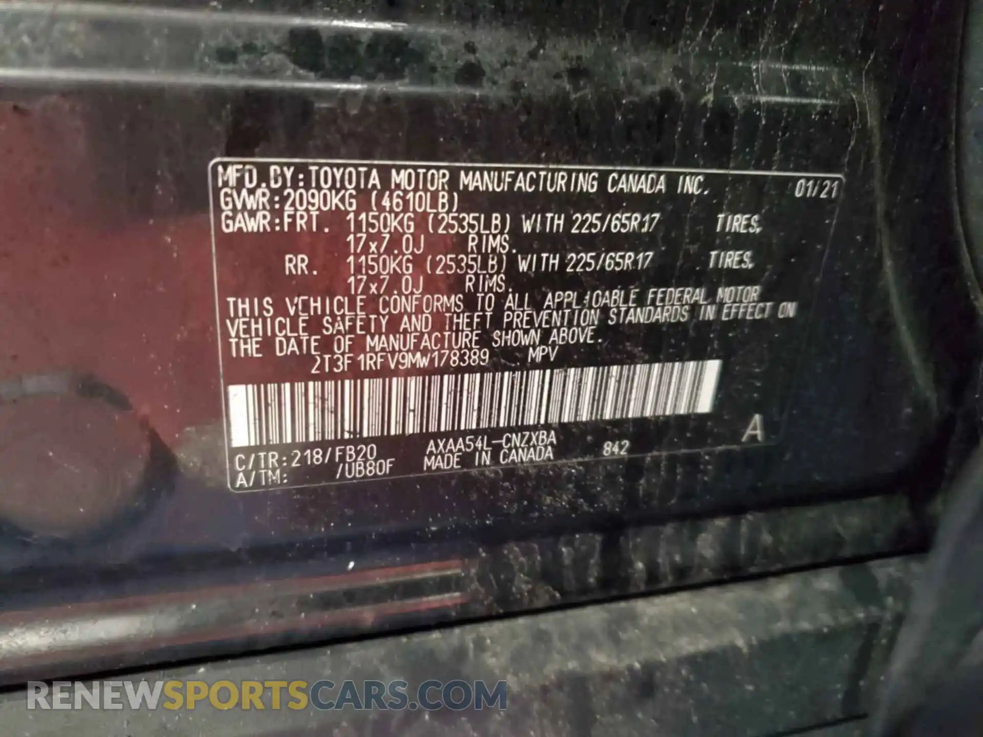 3 Photograph of a damaged car 2T3F1RFV9MW178389 TOYOTA RAV4 2021