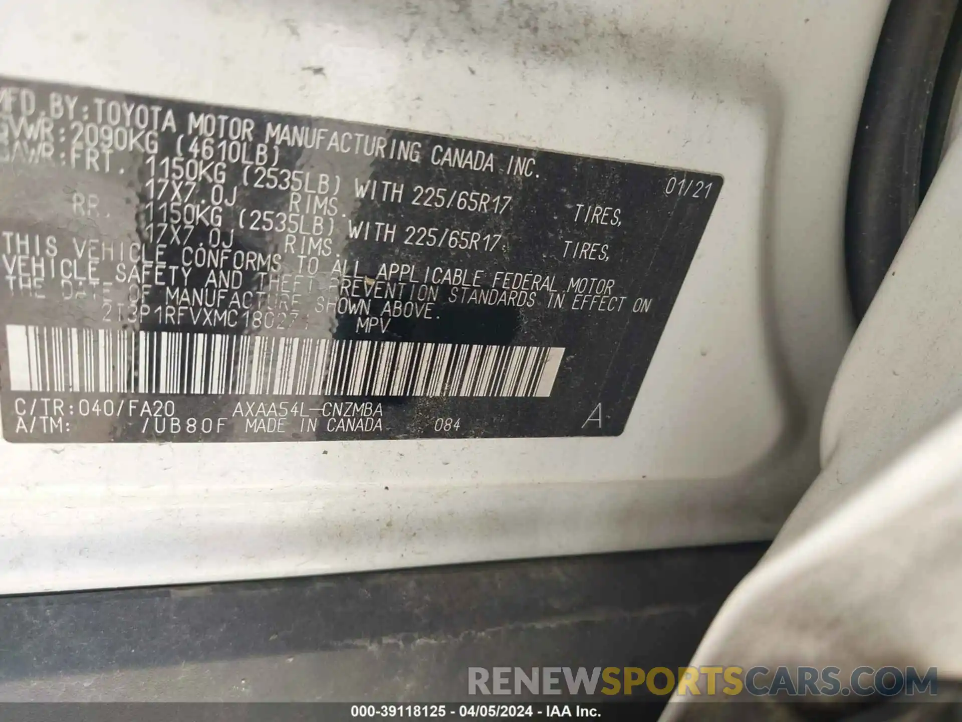 9 Photograph of a damaged car 2T3P1RFVXMC180271 TOYOTA RAV4 2021