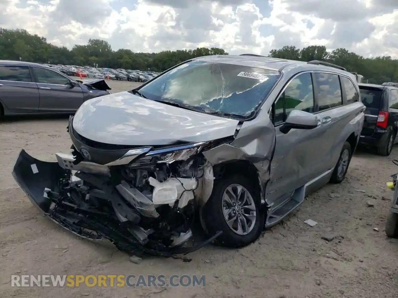 2 fotografías del automóvil dañado 5TDJRKEC3MS031061 TOYOTA SIENNA 2021