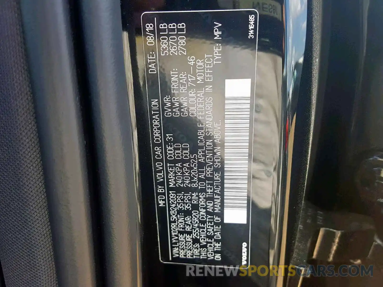 10 Photograph of a damaged car LYV102RL5KB242091 VOLVO XC60 T5 2019